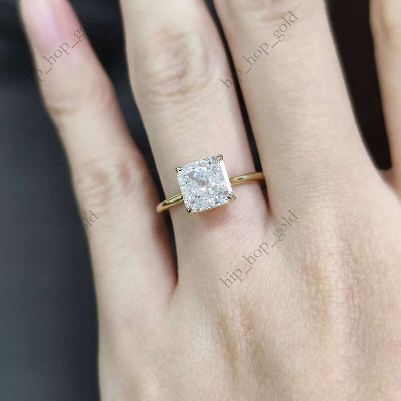 OL1483 Custom Handmade Jewelry Lab-Grown CVD HPHT 14k Wedding Engagement Chain Real Gold VVS Moissanite Ring