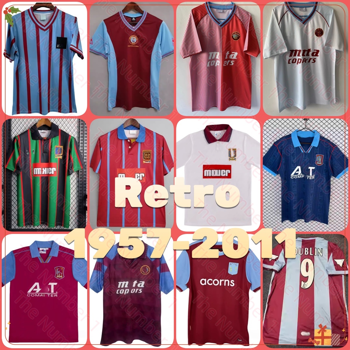 Retro 1982 1980 1981 1988 1995 AstOn VlLaES Soccer Jerseys ROTTERDAM Peter Withe Des Bremner Tony Morley Gary Shaw Football shirt ATKINSON YORKE uniform Retro 1957