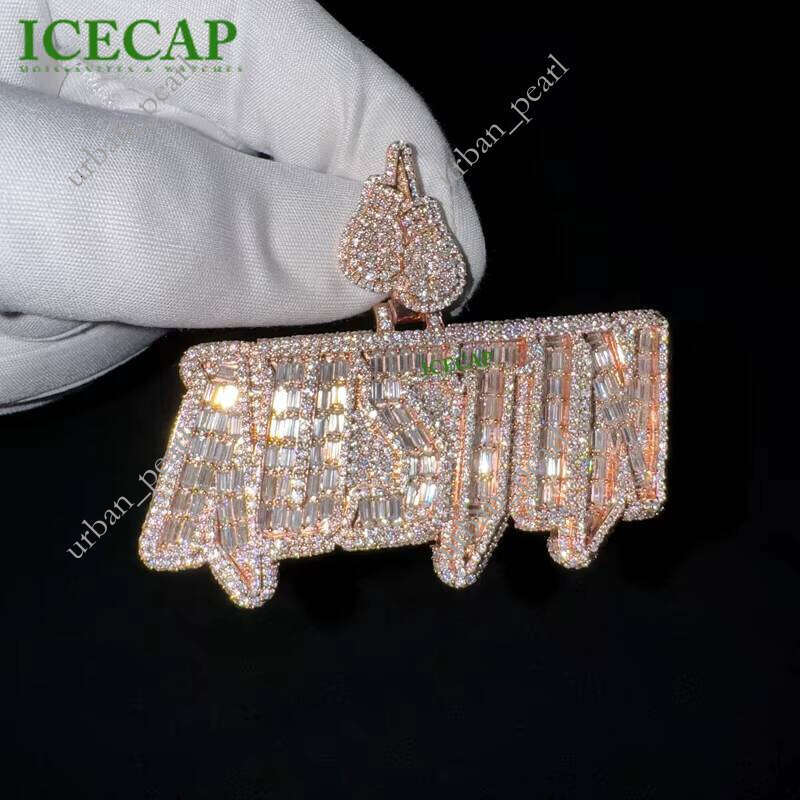 Custom Letter VVS Moissanite Moissanite Online Shopping Iced Out Hip Hop 925 Silver Men Fashion Jewelry Pendant Charm
