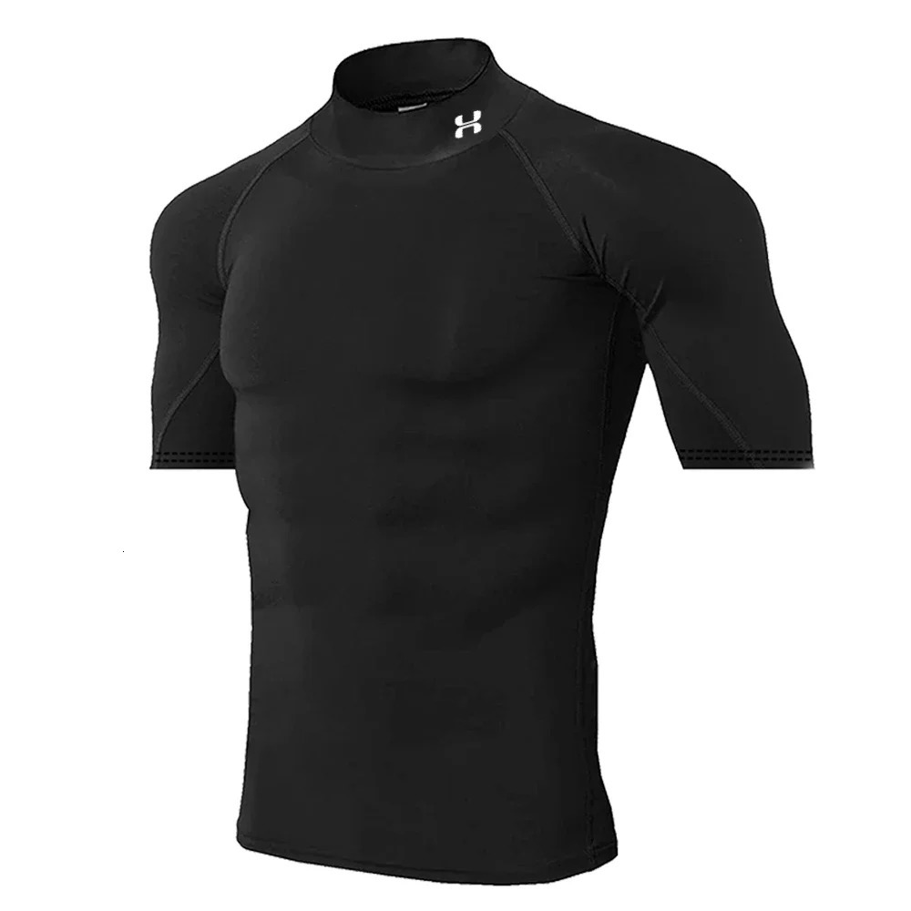 Men's Shirts Quick drying Exercise Compression Short Sleeve Summer Gym Running Training T shirt for Mens Elastic Tight Sportswear Tops Daily Outf - view 3