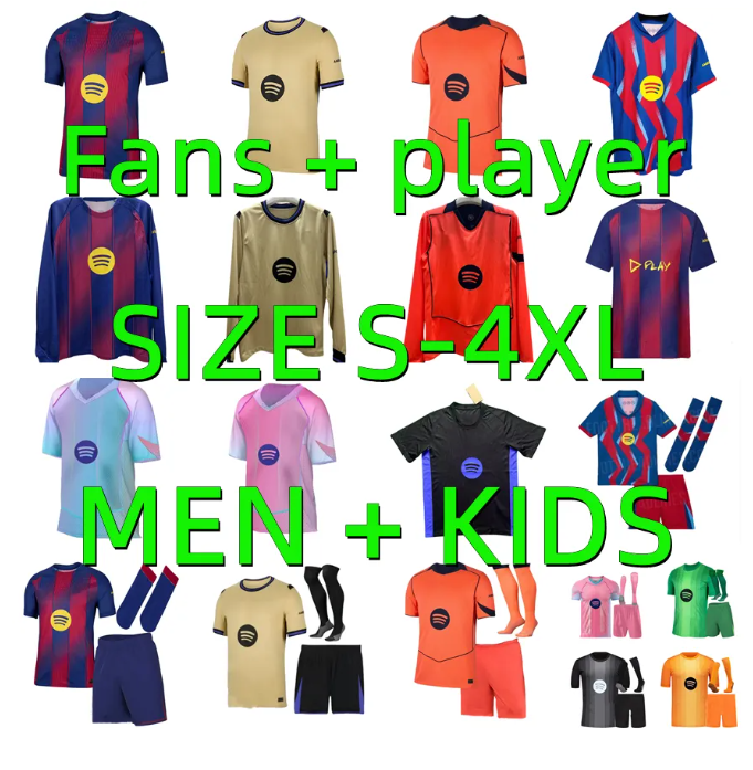 24 25 26 LAMINE YAMAL Lewandowski soccer jerseyS 2024 2025 2026 barcelone PEDRI ANSU FATI FERRAN RAPHINHA GAVI F. DE JONG football shirt maillot de foot Men kids Kits