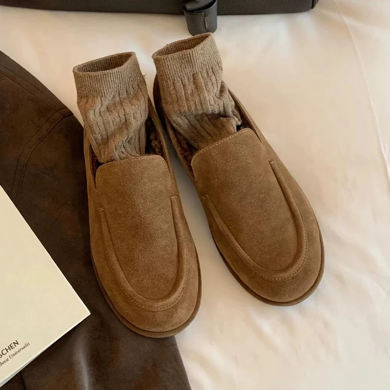 Loafers Shoes for Women Fashion Dress Flats Sport Shoes Suede Casual Warm Winter Boots Cozy Walking Femme Snow Botas 251230 - view 4