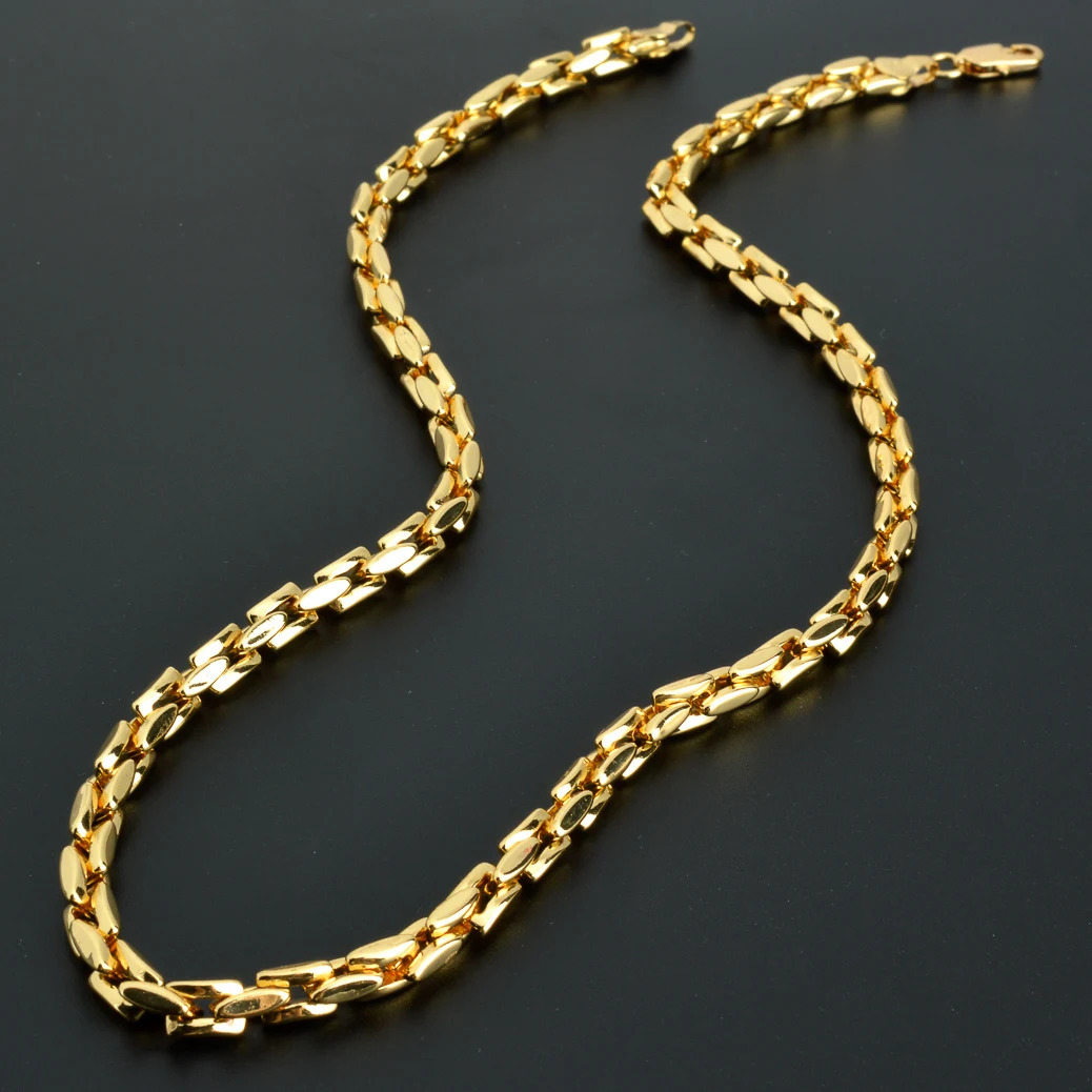 Dubai 18k Gold-Plated Hiphop Link Chain Necklace For Women Man Statement Gold Color Choker Classic Trendy Wedding Party Gifts 251230
