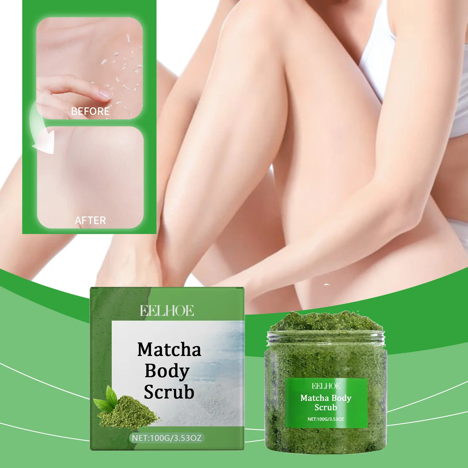 Matcha Sea Salt Body Scrub Exfoliating Deep Cleansing Moisturizing Hydrating Dead Skin Improve Dry Rough Smooth Skin 251222