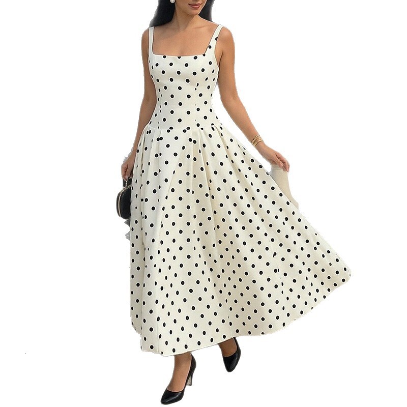 Autumn New Fashion High-end Polka Dot Strapless Dress Off-shoulder Dress
