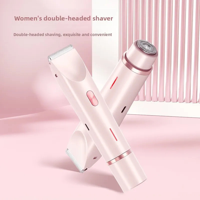 Women Electric Razors 2 in 1 Dual-Head Painless Bikini Trimmer Wet Dry Use for Ladies Pubic Hair Electric Shaver 251231