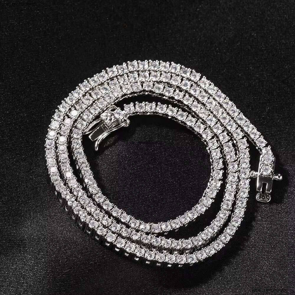 Free Shipping Item 2mm Long Tennis Chain Necklace for Women 18k Gold Plated Ice Out Jewelry