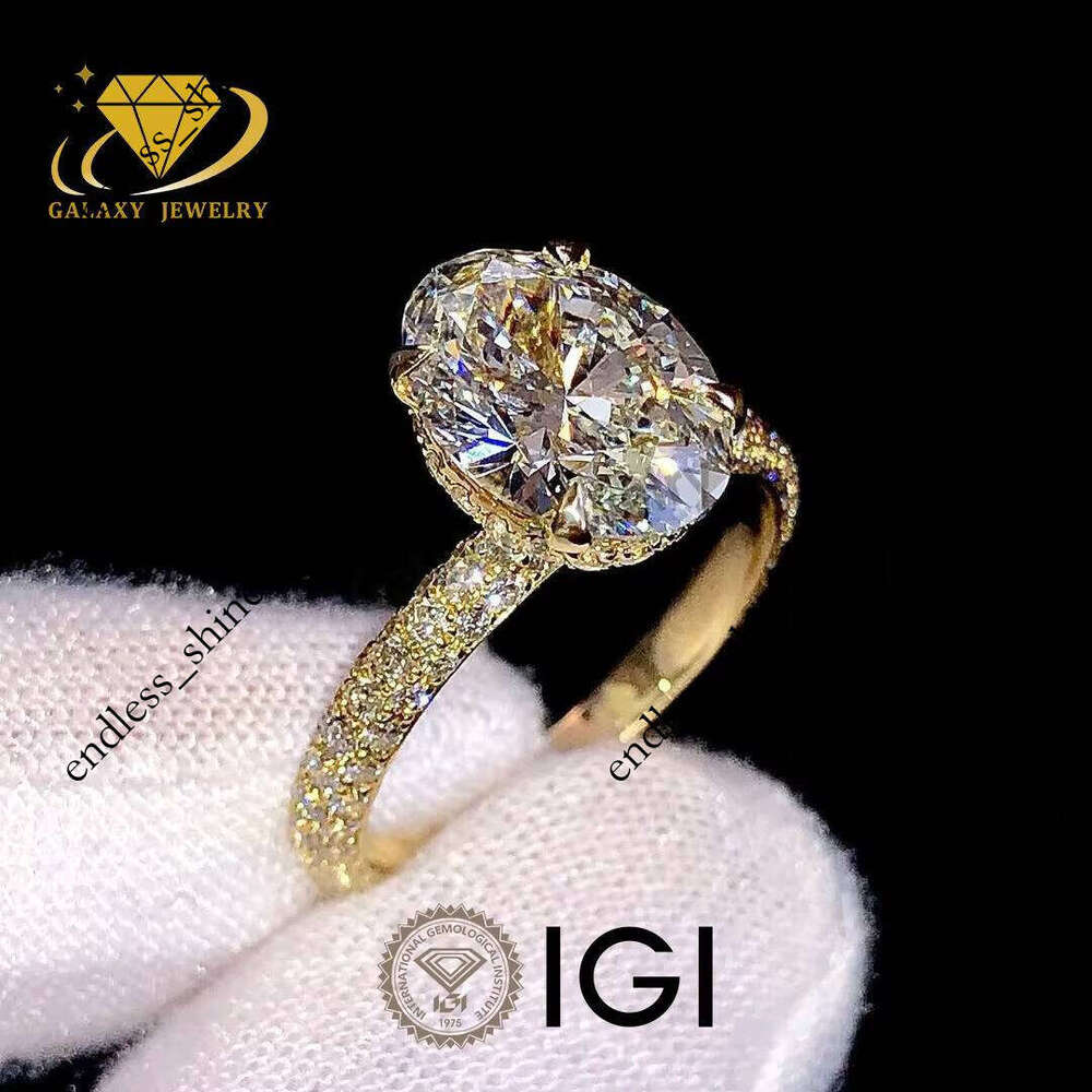18K 14k Real Gold Jewelry IGI GIA Certified HPHT CVD Lab Grown Oval Cut 3-5ct VVS Moissanite 4-Prong Engagement Wedding Ring