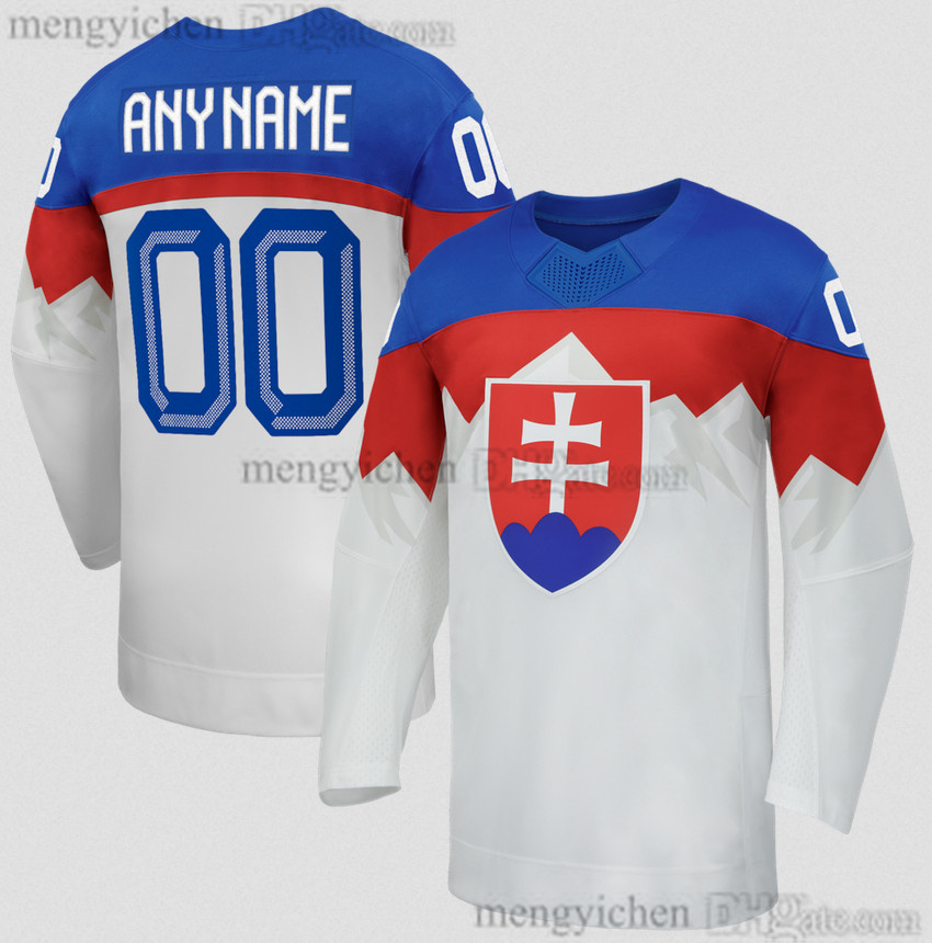 Men's Team Slovakia 2026 Milano Cortina Hockey Jersey 20 Juraj Slafkovsky 5 Simon Nemec Dalibor Dvorsky Samuel Honzek Winter Olympices Blue White Stitched
