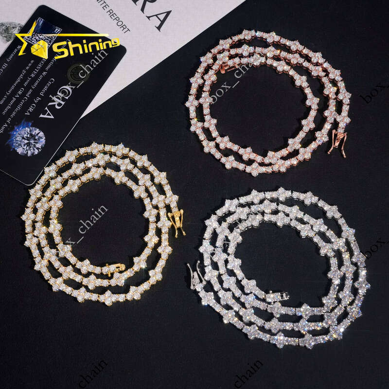 Hot Selling 18K Gold Plated Necklace 3mm 925 Silver Corss VVS Moissanite Tennis Chain GRA Certificated Custom Chains for Men Women