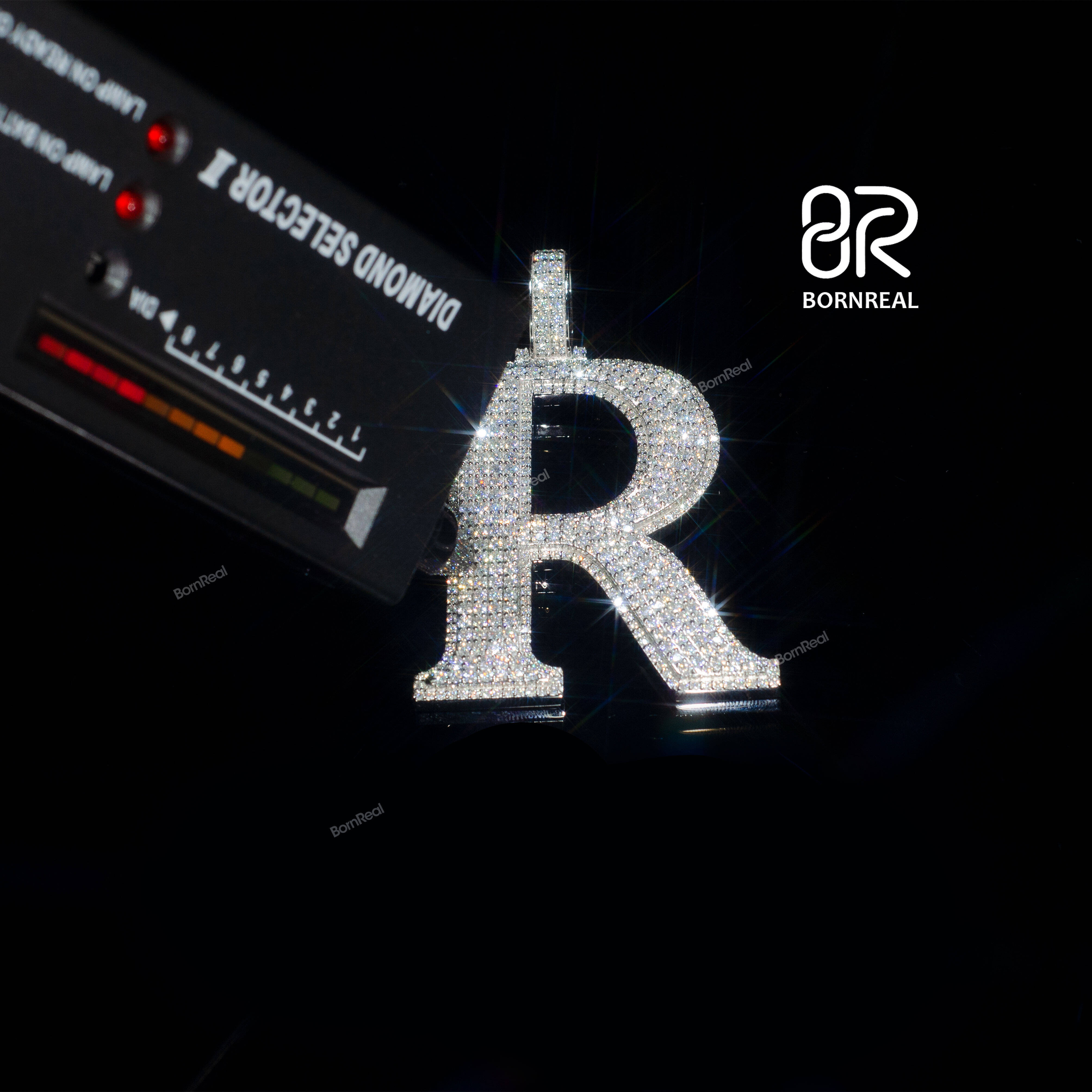 Hot Selling Iced Out Letter R Moissanite Pendants Chain Men Hip Hop Round Brilliant Cut Diamond 925 Silver Necklace Pendant