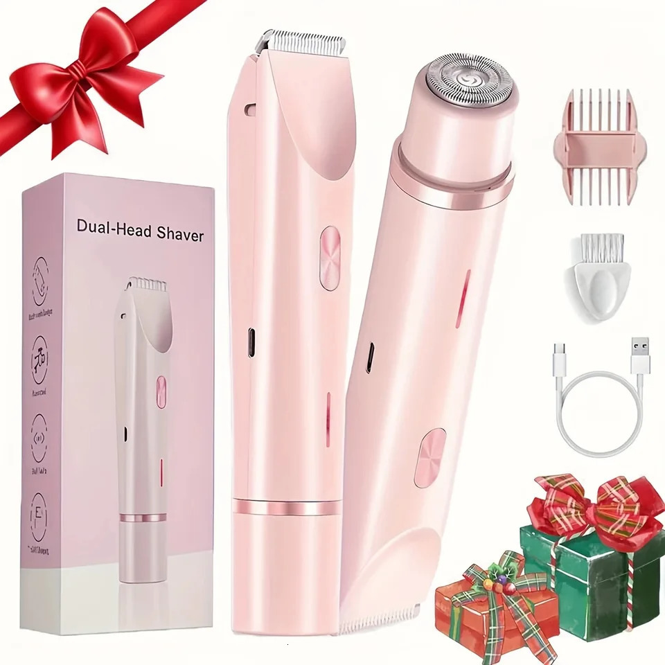 Women Electric Razors 2 in 1 Dual-Head Painless Bikini Trimmer Wet Dry Use for Ladies Pubic Hair Electric Shaver 251231