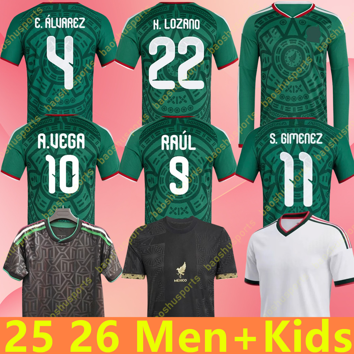 Mexico Gold Cup Copa America RAUL CHICHARITO A. VEGA Soccer Jerseys 2025 2026 H. LOZANO S. GIMENEZ 25 26 L. ROMO CHAVEZ Men Kids Football Shirts Uniforms Fans Player Version