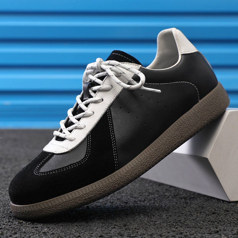 Men's Korean-style genuine leather breathable versatile retro invisible 5cm height-increasing casual sneakers for niche sports German training sh