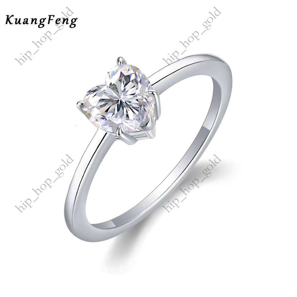 Wholesale 925 Sterling Silver Eternal Engagement Wedding Ring Simple Heart-shaped VVS Moissanite Jewelry Suitable for Women 13211
