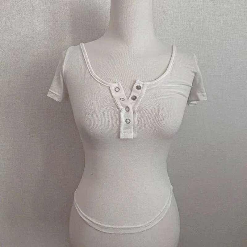 South Korea Dongdaemun New Arrival Chest-Enhancing ~ Comfortable Skin-Friendly Slim-Fit Milky White Short-Sleeve T-Shirt