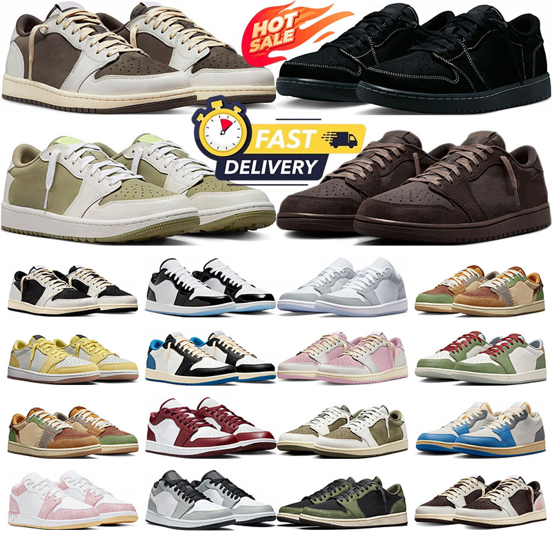 Fast delivery travi designer lows basketball shoes women mens trainers Low Bordeaux Reverse Mocha Black Phantom Velvet Brown travisscot travis 1 sports sneakers