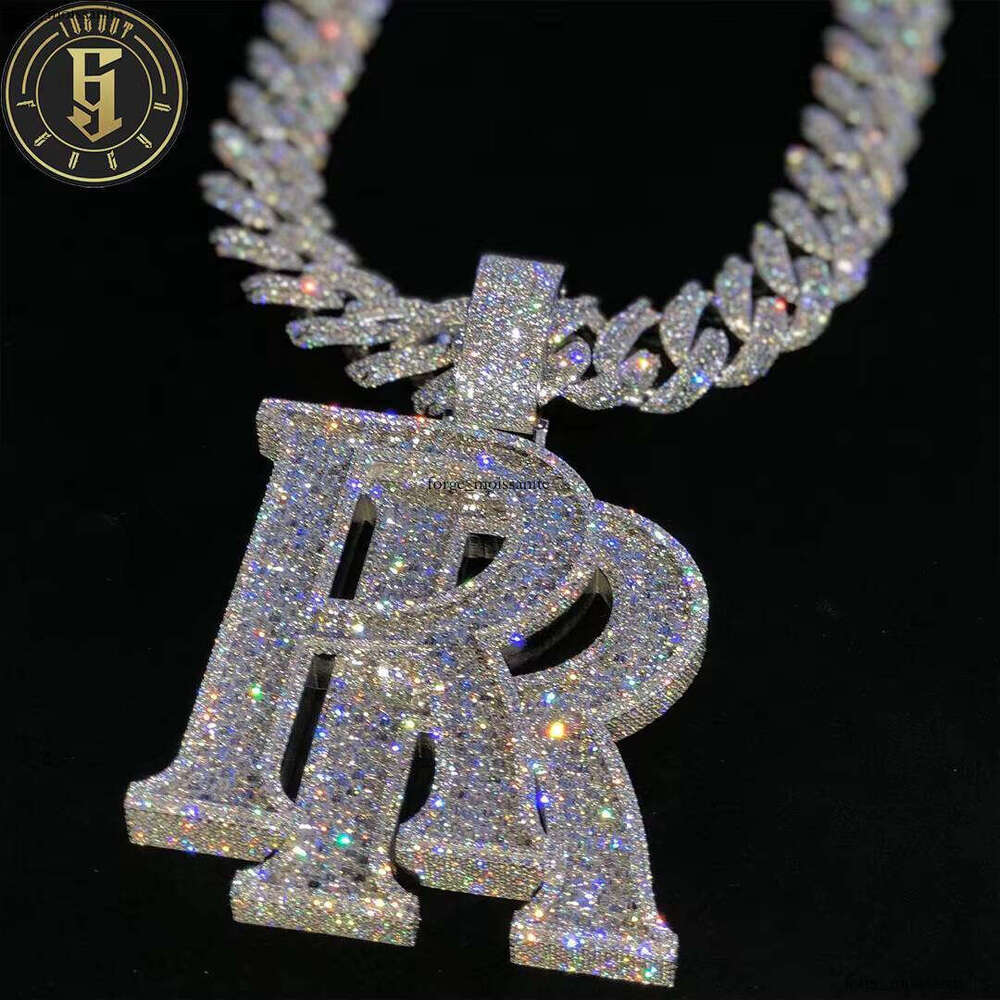 Vvs Moissanite Baguette Moissanites Men Custom Iced Out Jewelry Letter Initial Hip Hop Cuban Chian Pendant