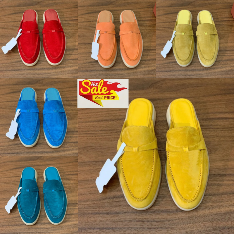 Designer slides for both men and women luxury sandals casual shoes thin strapped non slip suede beach sandals flat loafers summer mules