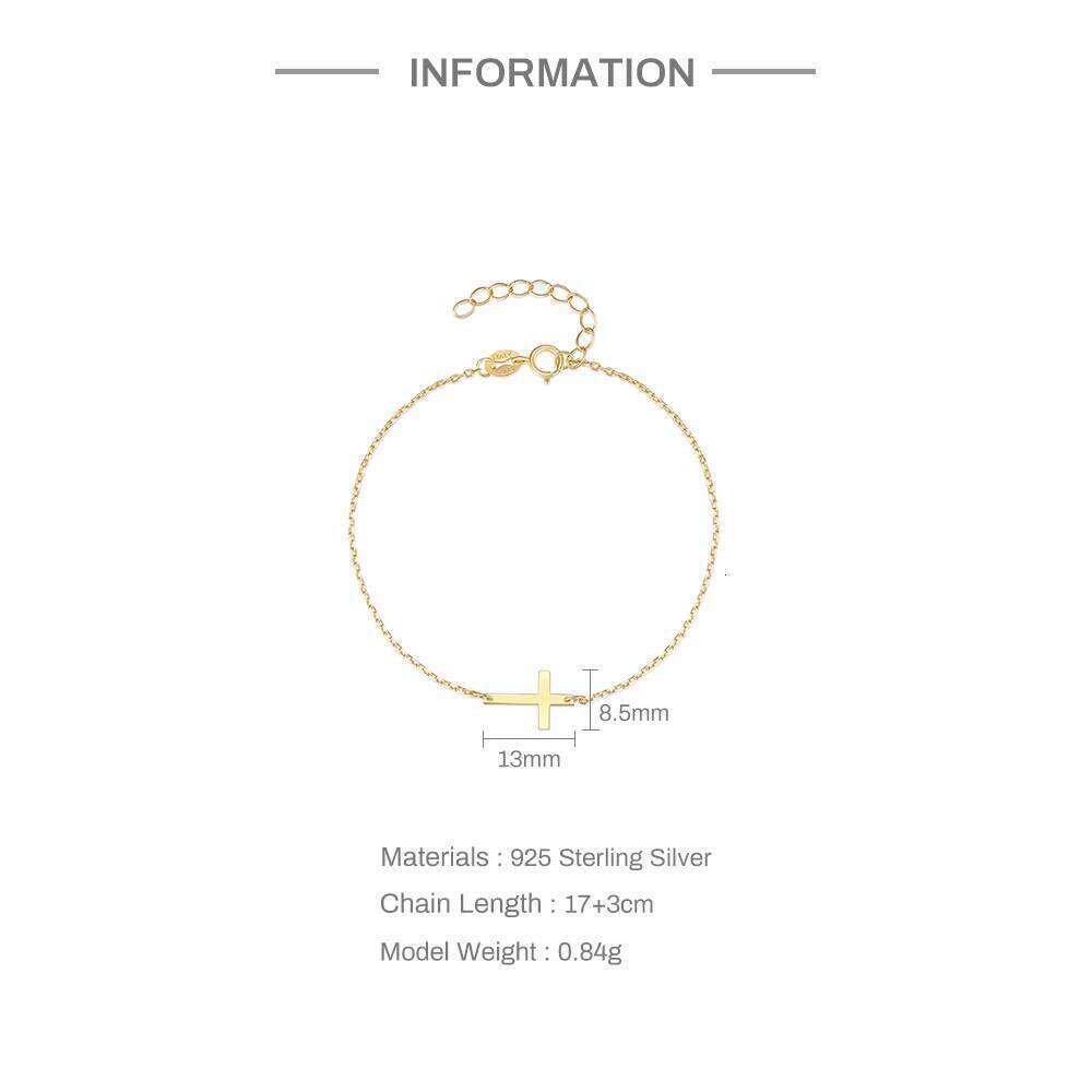 Aide Dainty Cross Bracelet 925 Sterling Silver 18k Gold Plated CZ Chain Bracelets for Women Religious Christian Jewelry Gifts