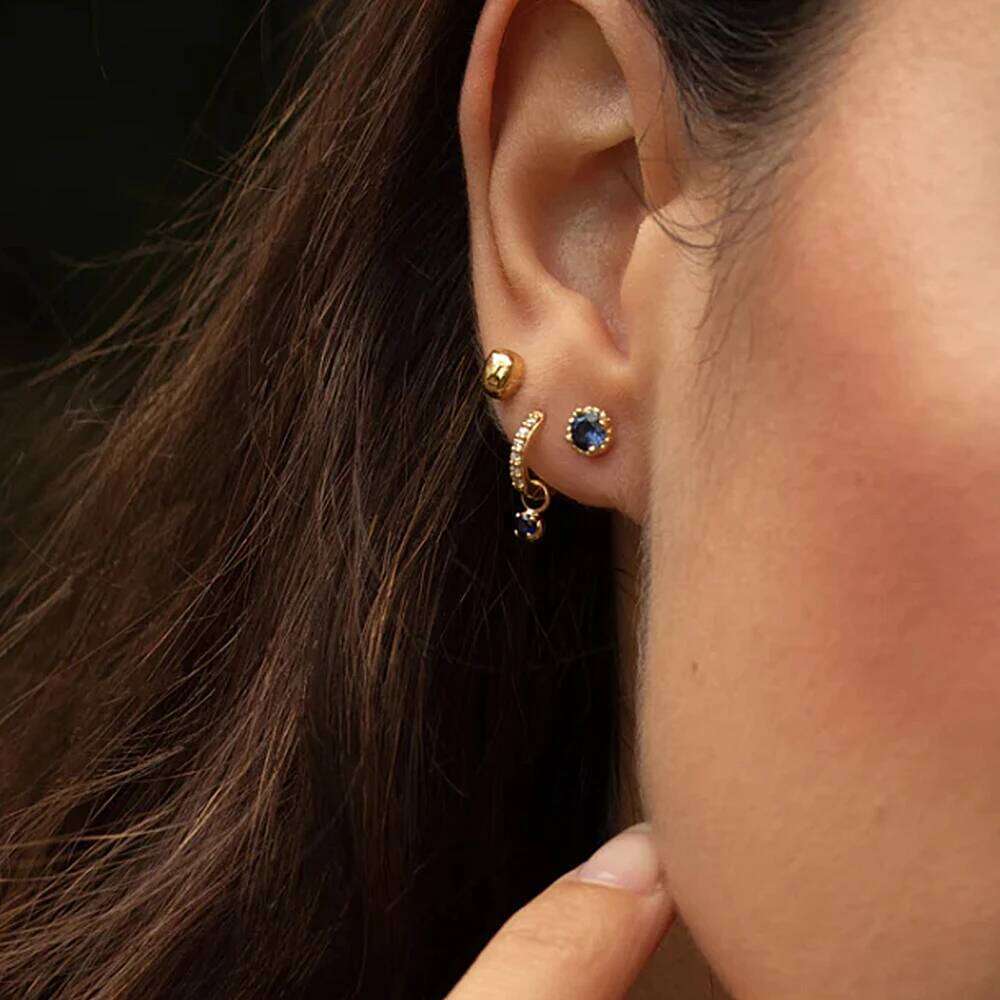 Aide 925 Sterling Silver Unique Flora Receptacle Zircon Charm Earrings For Women White Blue Crystal Hoop Piercing Pendientes