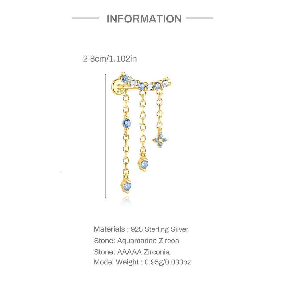 Aide 925 Sterling Silver Geometric Colors Zircon Piercing Earrings For Women Agate Amethyst Threaded Puncture Ear Bone Ins Gift