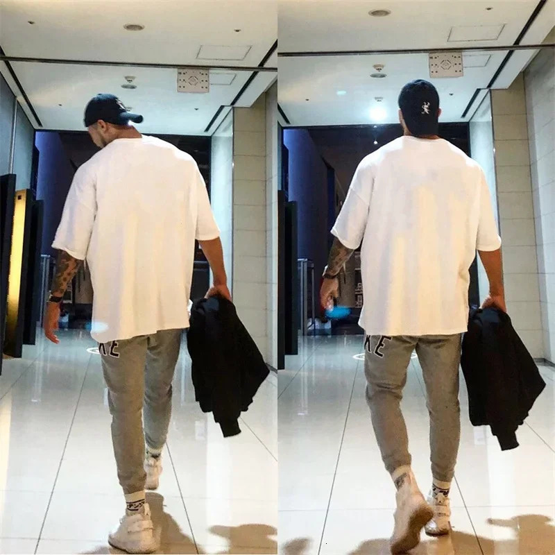 round neck sports T-shirt oversized summer training running shirt mens street wear short sleeved breathable T-shirt 251231