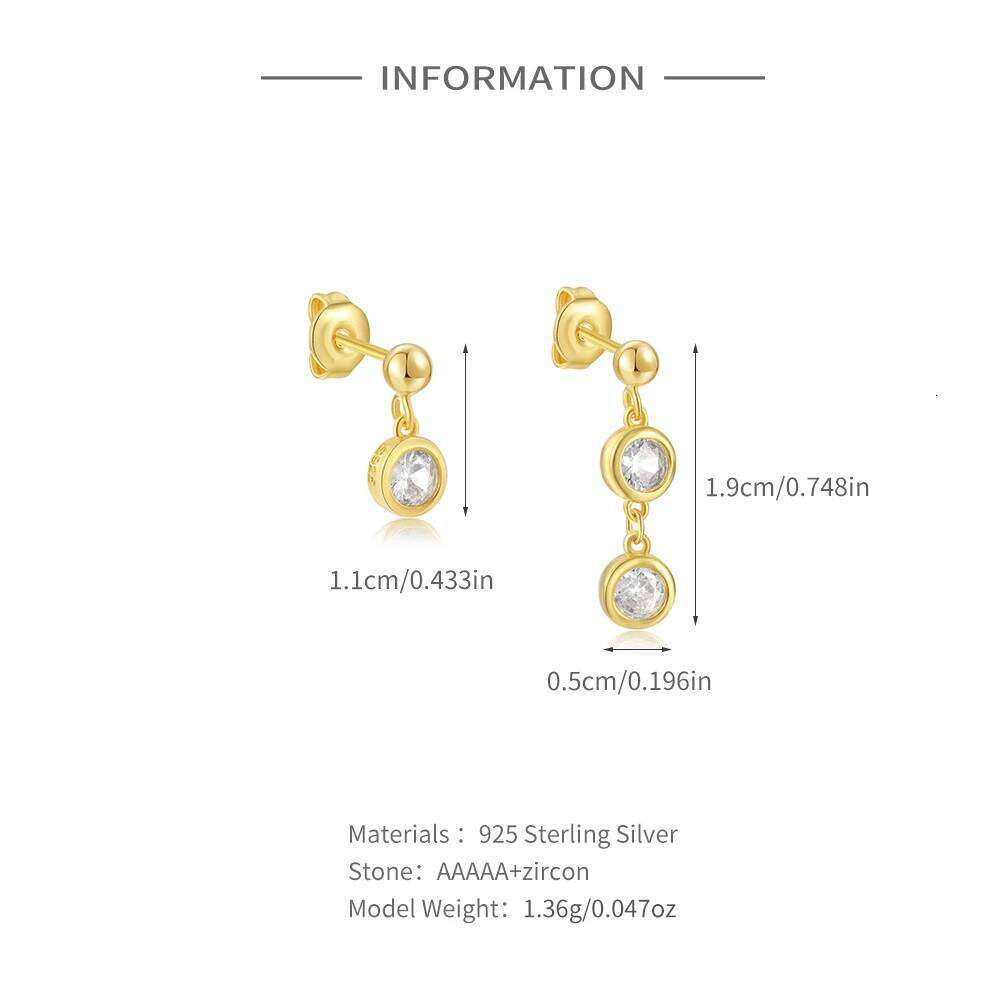 Aide 925 Sterling Silver Asymmetrical Zircon Pendientes Piercing Stud Earrings For Women 18K Gold Simple Elegant Jewelry Gift