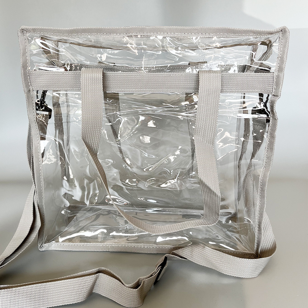 Cross-Border Hot Item Transparent PVC Handbag Single Shoulder Crossbody Dual-Use Tote Foldable Shopping Beach Travel Bag