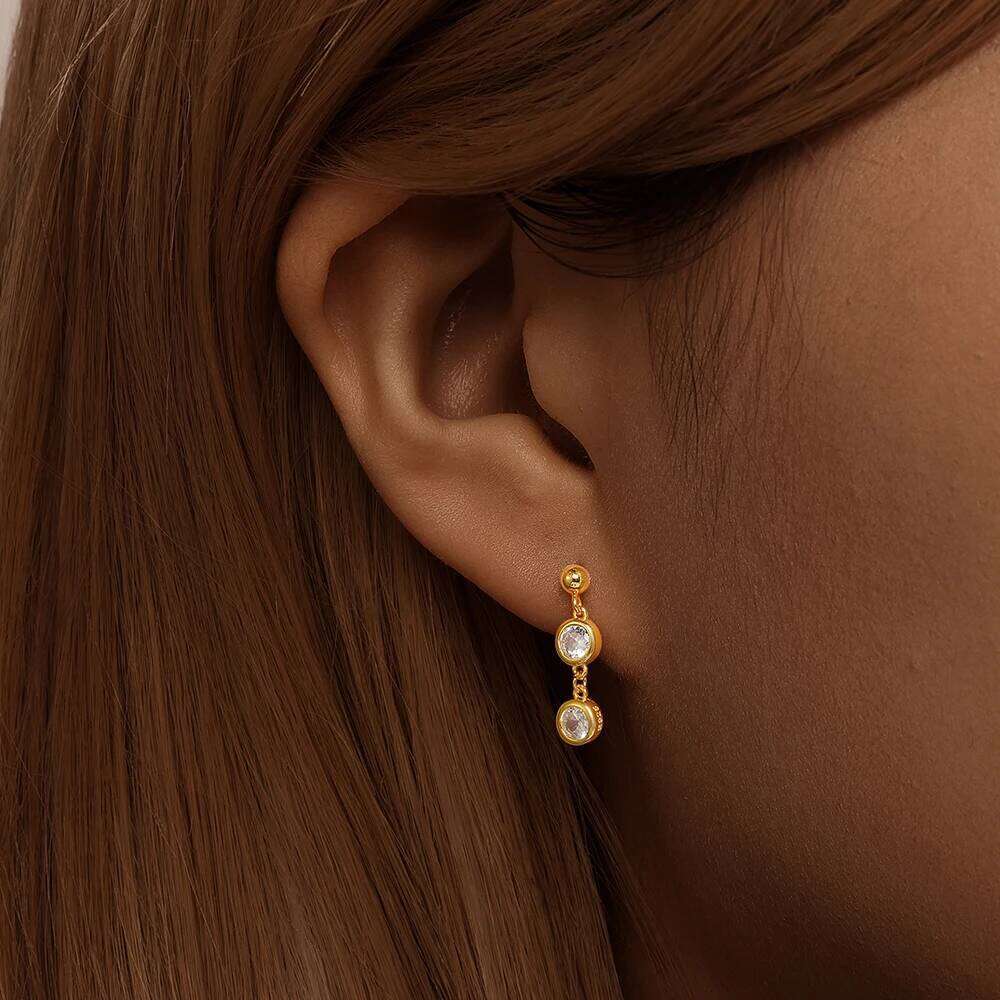 Aide 925 Sterling Silver Asymmetrical Zircon Pendientes Piercing Stud Earrings For Women 18K Gold Simple Elegant Jewelry Gift