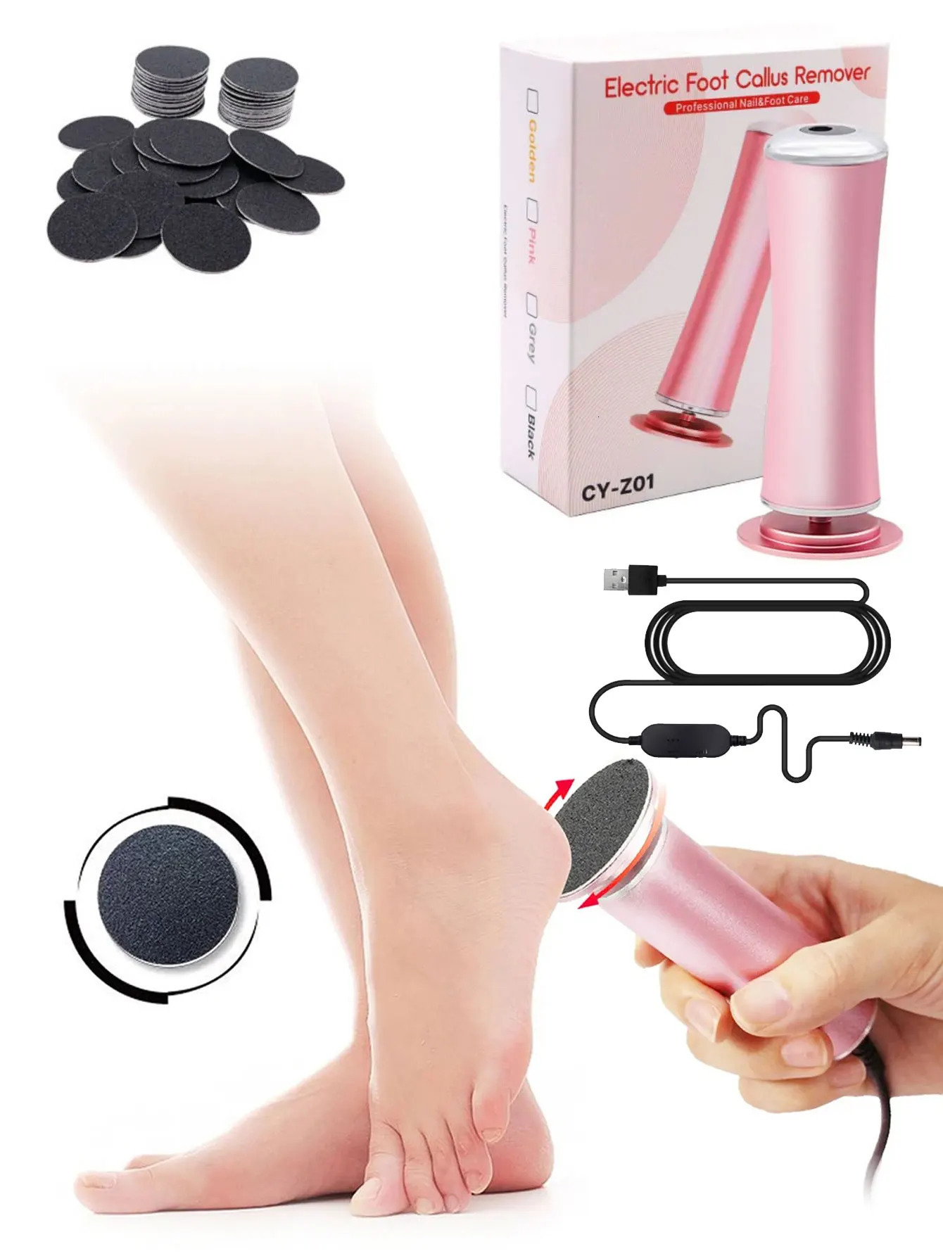 Electric Foot Callus Remover Electric Pedicure Machine Adjustable Speed with 60 Pieces Replacement Sandpaper Foot Pedicure 251231