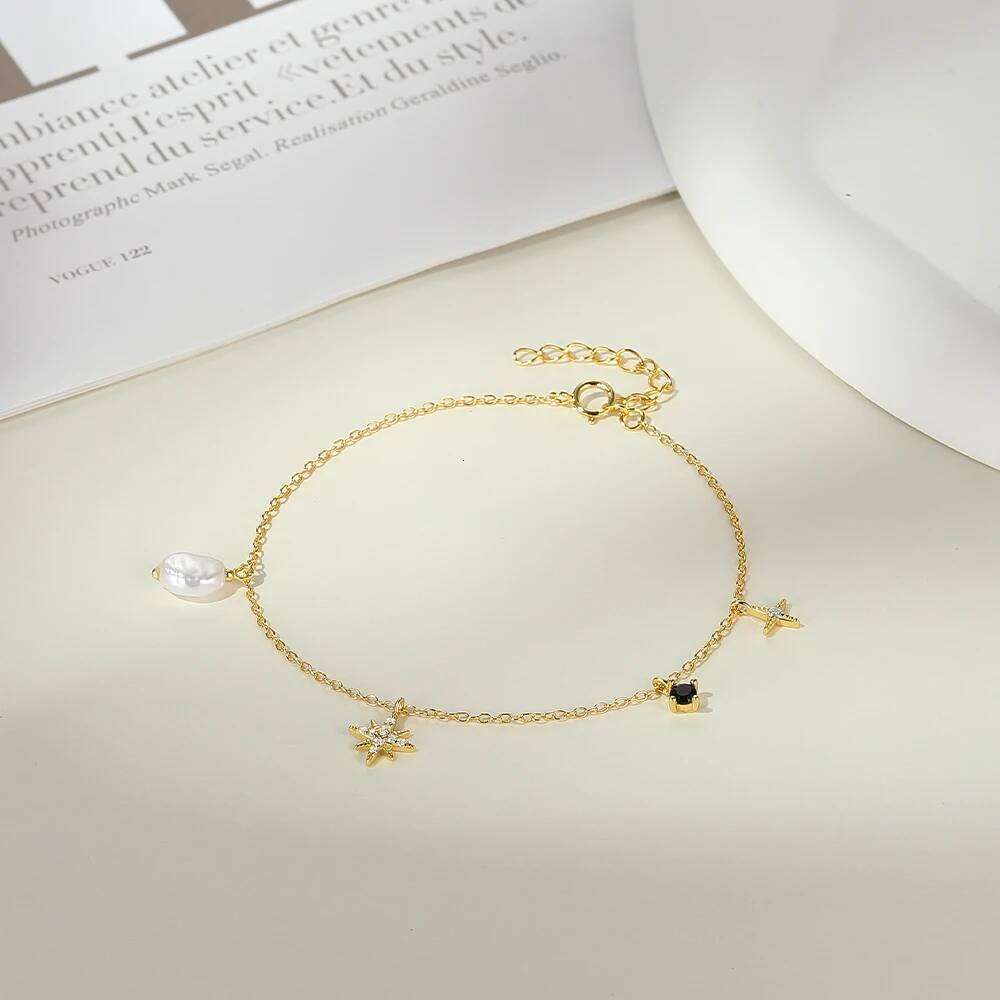 AIDE 925 Sterling Silver Beautiful Stars Bracelets For Women Korean Fashion Baroque Pearls Design Party Jewelry Holiday collars