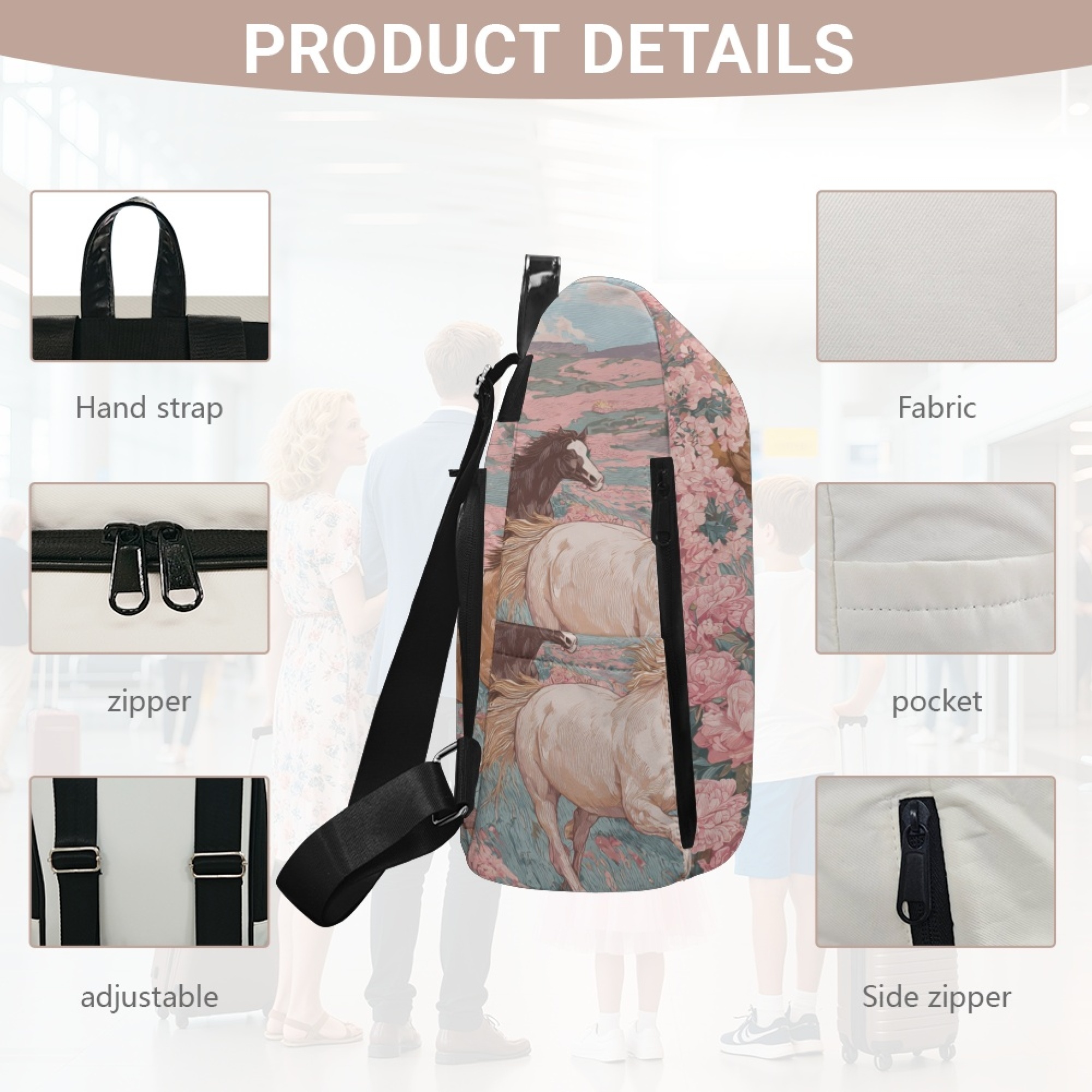 Custom H Designer Fashion Anti Theft Backpack Luxury Horse Pattern Unisex Full Print Backpack Laptop Bag Travel Bag H29