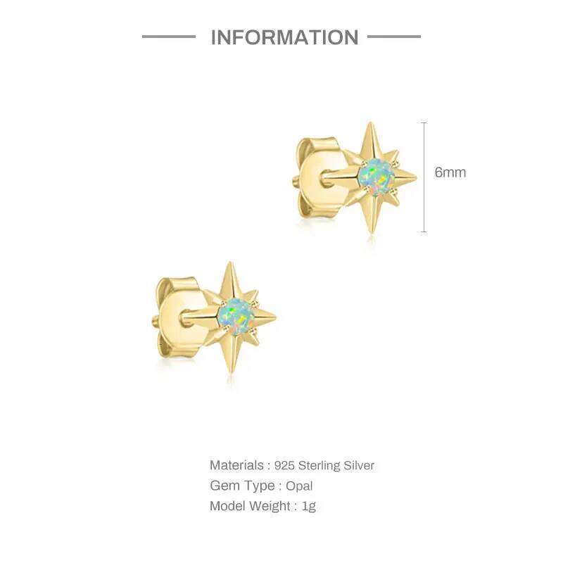 Aide 925 Sterling Silver Simple Luxury Opal Stud Earrings for Women Fashion Handmake Ear Bone Piercing Xmas Jewelry Accessories