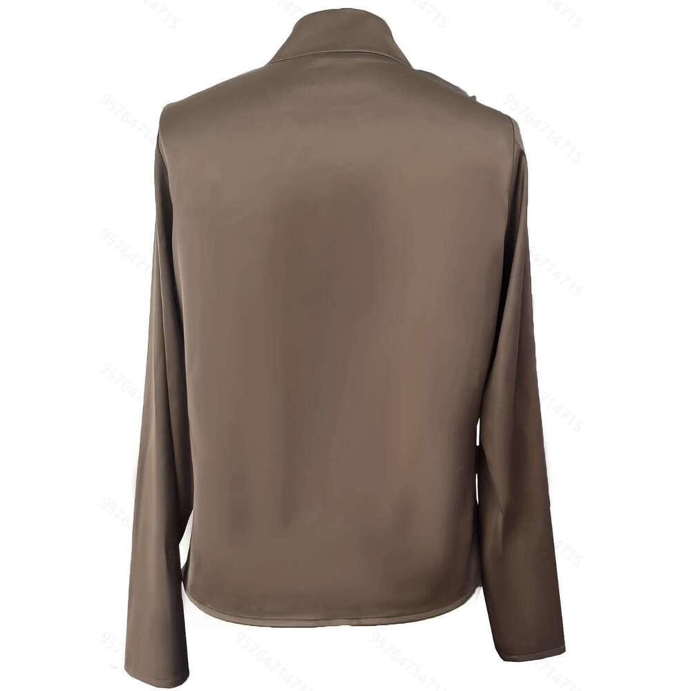 2025 European American Niche Cross-Border High-End Shirt with Elegant Belt Decoration and V-Neck Design