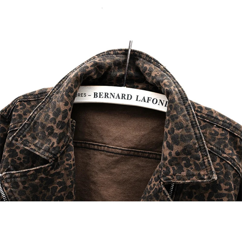 Spring Vintage Leopard Print Denim Jacket Women Slim Short Cowboy Outerwear Chaquetas Mujer Casual Zipper Jeans Jackets Female 251229