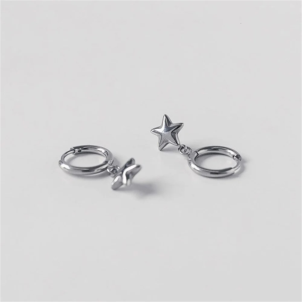 Kpop Hyunjin Ear Clip Star Pendant Earrings Niche n Fashion Personality Stainless Steel Ornament Fans Birthday Gift 251230