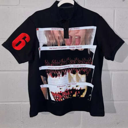 2026 European and American Demon Skull Trendy Brand New Printed Gothic High Street T-Shirt Versatile Crew Neck