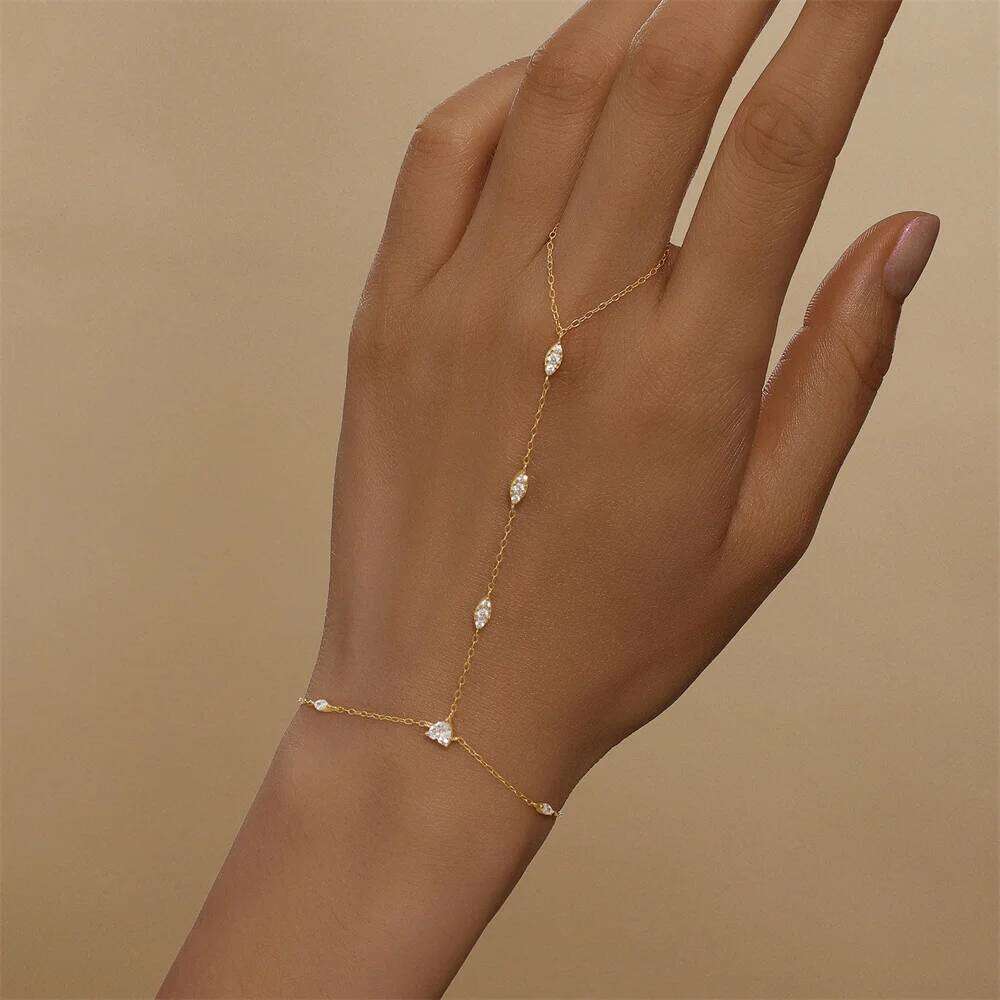 Aide 925 Sterling Silver Full Diamonds Fine Jewelry Geometric Round Bezel CZ Sparking Women Hand Chain Bracelet Rings Pulseras