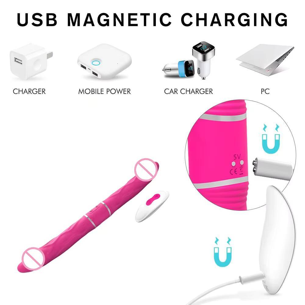 S-Hande Women Lesbian Vibrator Double End Head Silicone Strapless Vibrator for Women