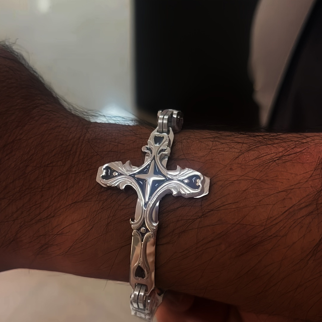 Luxury Brand Designer Jewelry Hot Sale New Gothic Style Retro Cross Stainless Steel Personality Hip-Hop Fashion Simple Versatile Bracelet