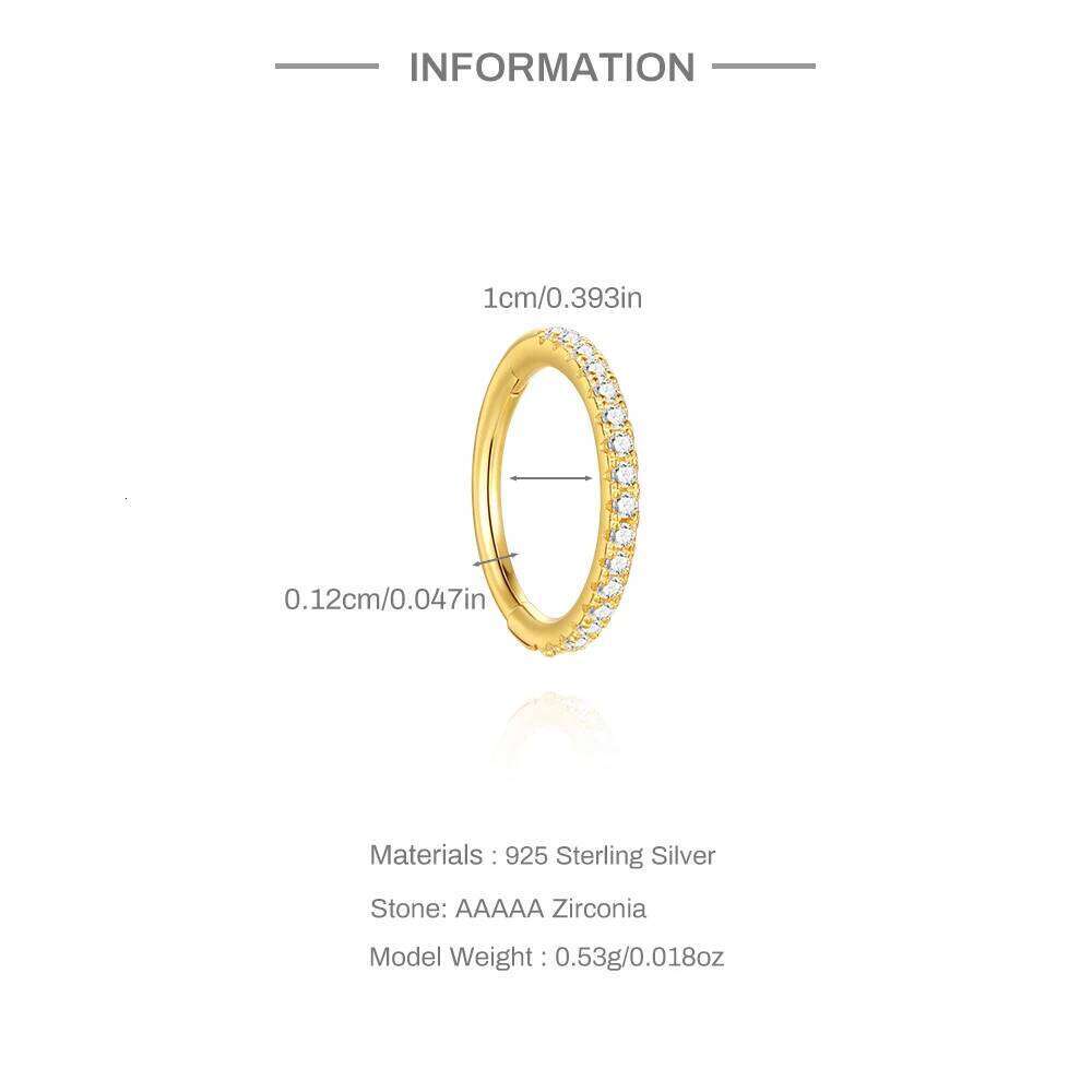 Aide 1pc 925 Sterling Silver 10mm 12mm Huggies Size Circle Hoop Earrings DIY Foldable Women Man Xmas Party Gift Jewelry