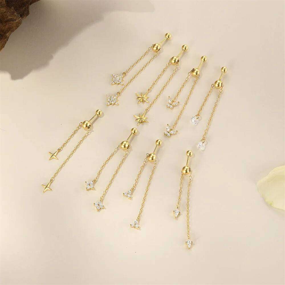 Aide 925 Sterling Silver Piercing Chain Earrings for Women Fashion Cartilage Helix Drawable Tassels Ear Bone Studs Jewelry