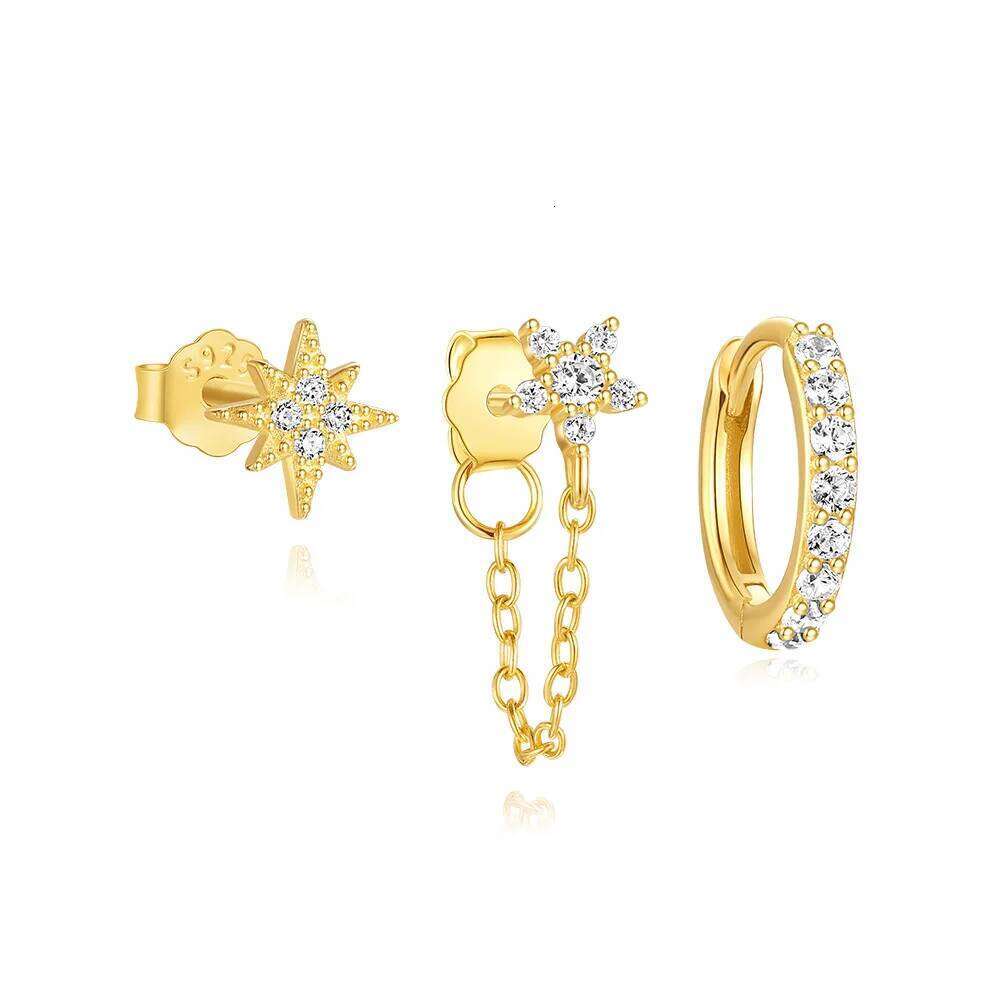 Aide 925 Sterling Silver 3pcs Flower Zircon For Women Jewelry HandMakings Findings DIY Star Earrings Set pendientes