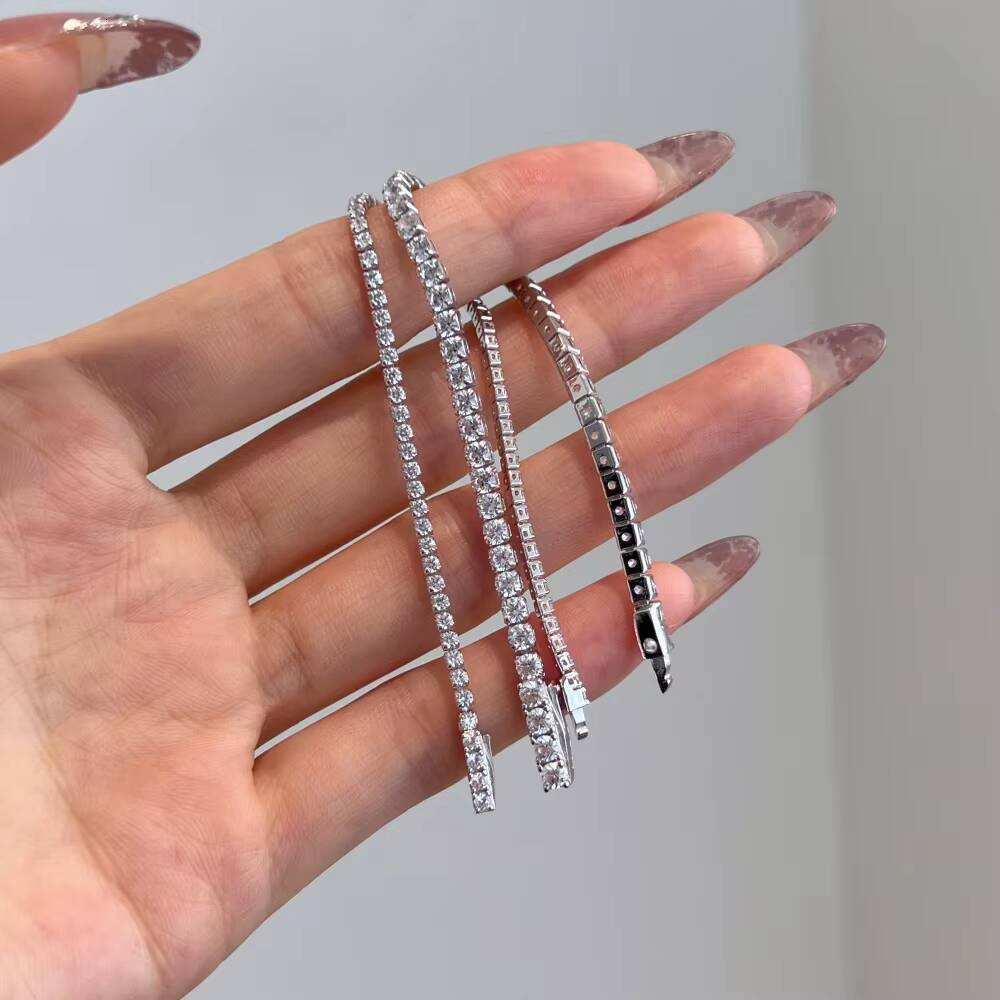 Factory Price 925 Silver Tennis Chain Bracelet 2mm 25mm Diamond VVS Moissanite Iced Out Hip Hop Style