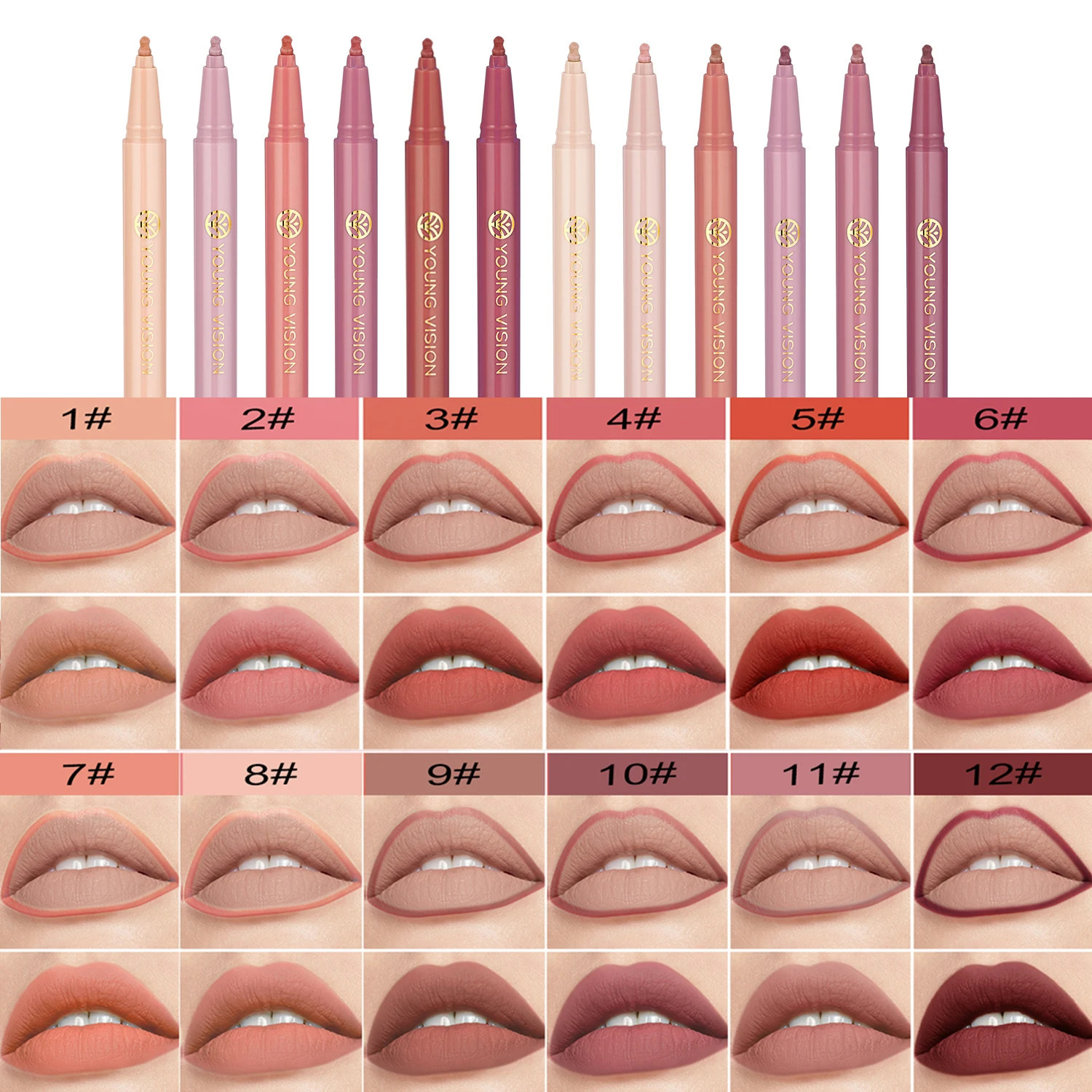 Waterproof Liquid Lip Liner Gourd Shape Sponge Applicator for Precise Outline - Matte Long-Lasting Lip Contour Pen Lip Tint 251231