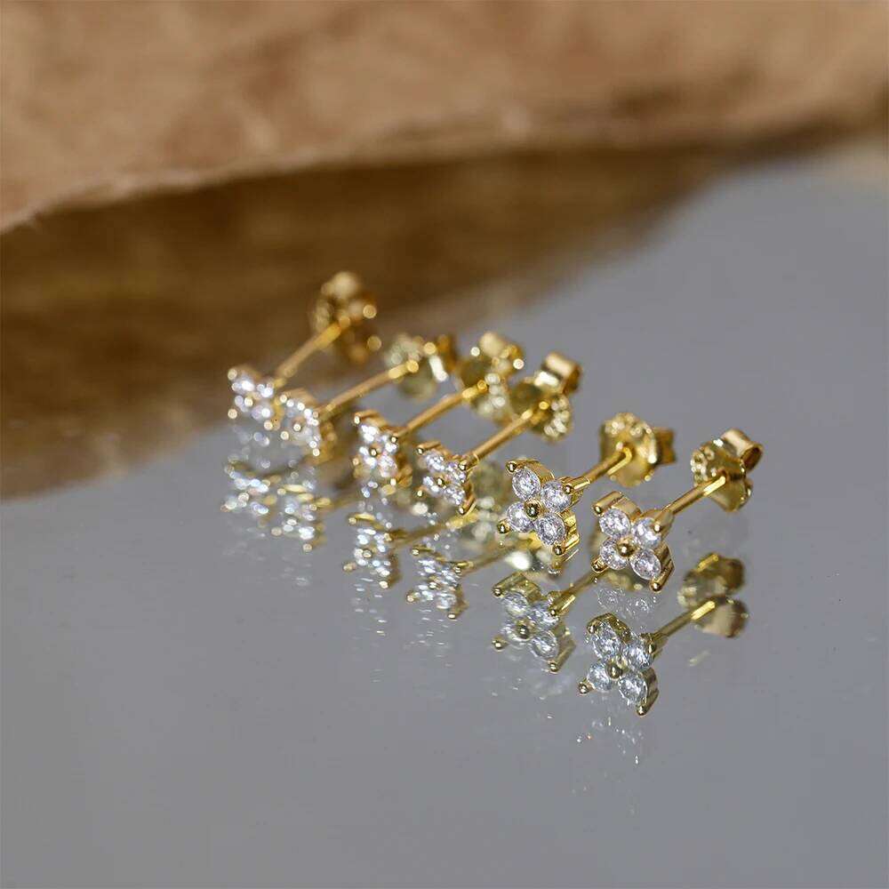 Aide 925 Sterling Silver 2.5/3/4mm Mini Sparkling CZ Zircon Earrings For Women Simple Flower Versatile Piercing Stud