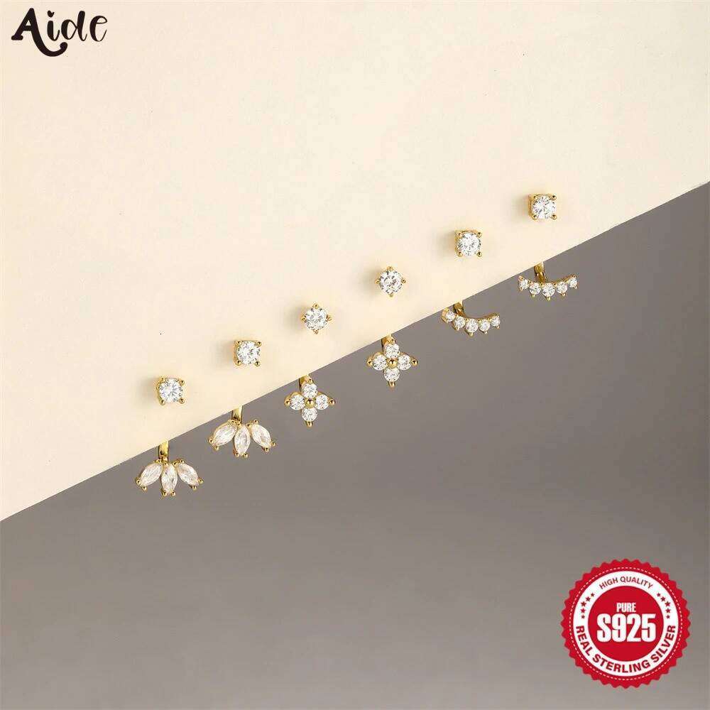 Aide 925 Sterling Silver Shiny Fashion Zircon Unique Korean Stud Earrings for Women Simple Daily Wear Jewelry Gift Pendientes