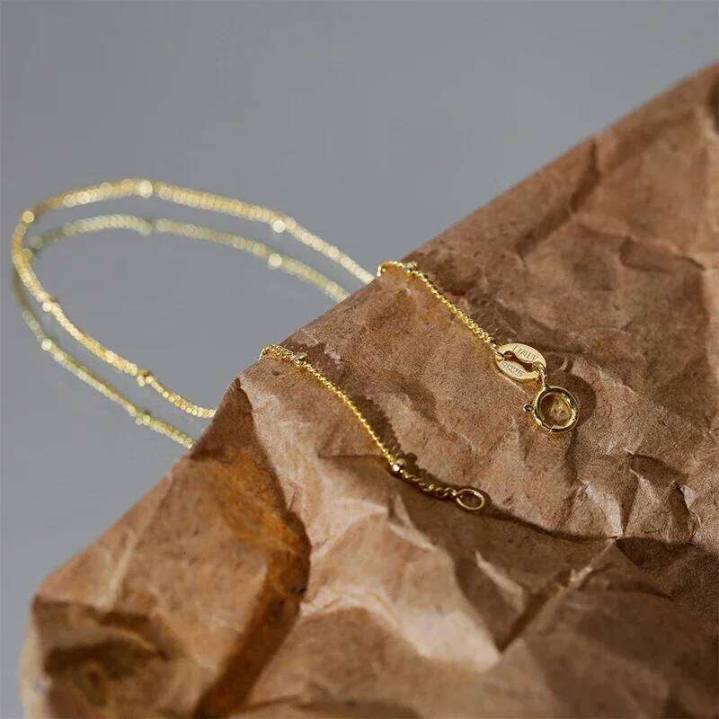 Aide Minimalist Bracelets for Women 925 Silver Beaded Hand and Chain Ring Boho Jewelry Engagement Gift