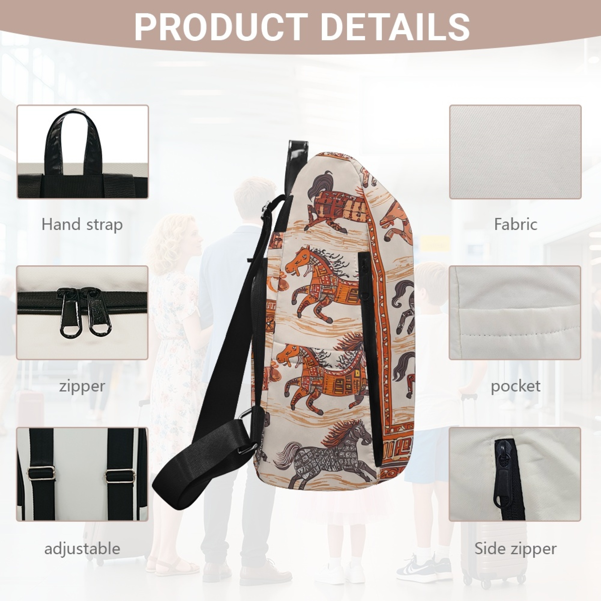 Custom H Designer Fashion Anti Theft Backpack Luxury Horse Pattern Unisex Full Print Backpack Laptop Bag Travel Bag H33